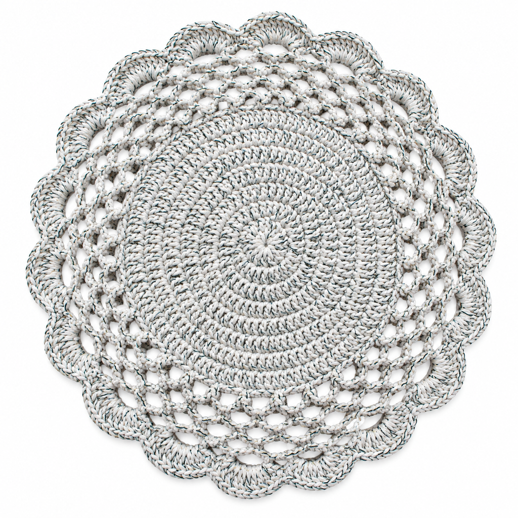 White MultiColour Crochet Placemat Set