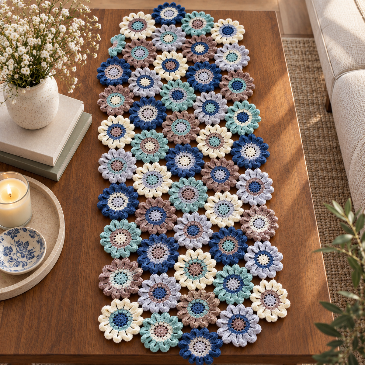MultiColour Flower Table Runner