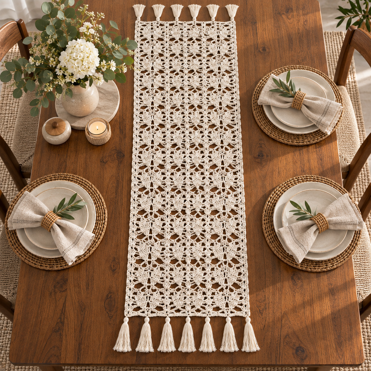 Crochet Leaf Table Runner