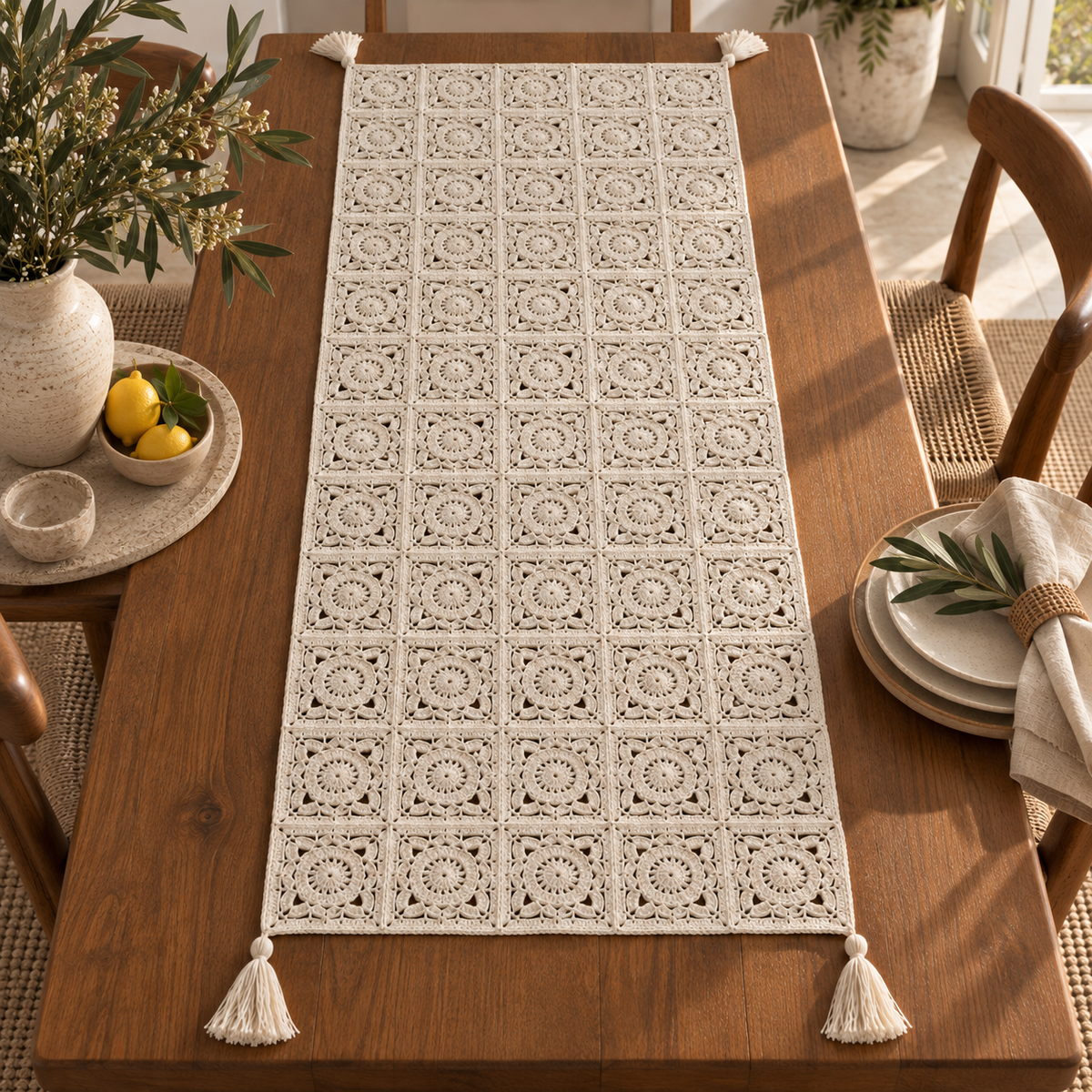 Multipurpose Crochet Throw Cover & Table Runner