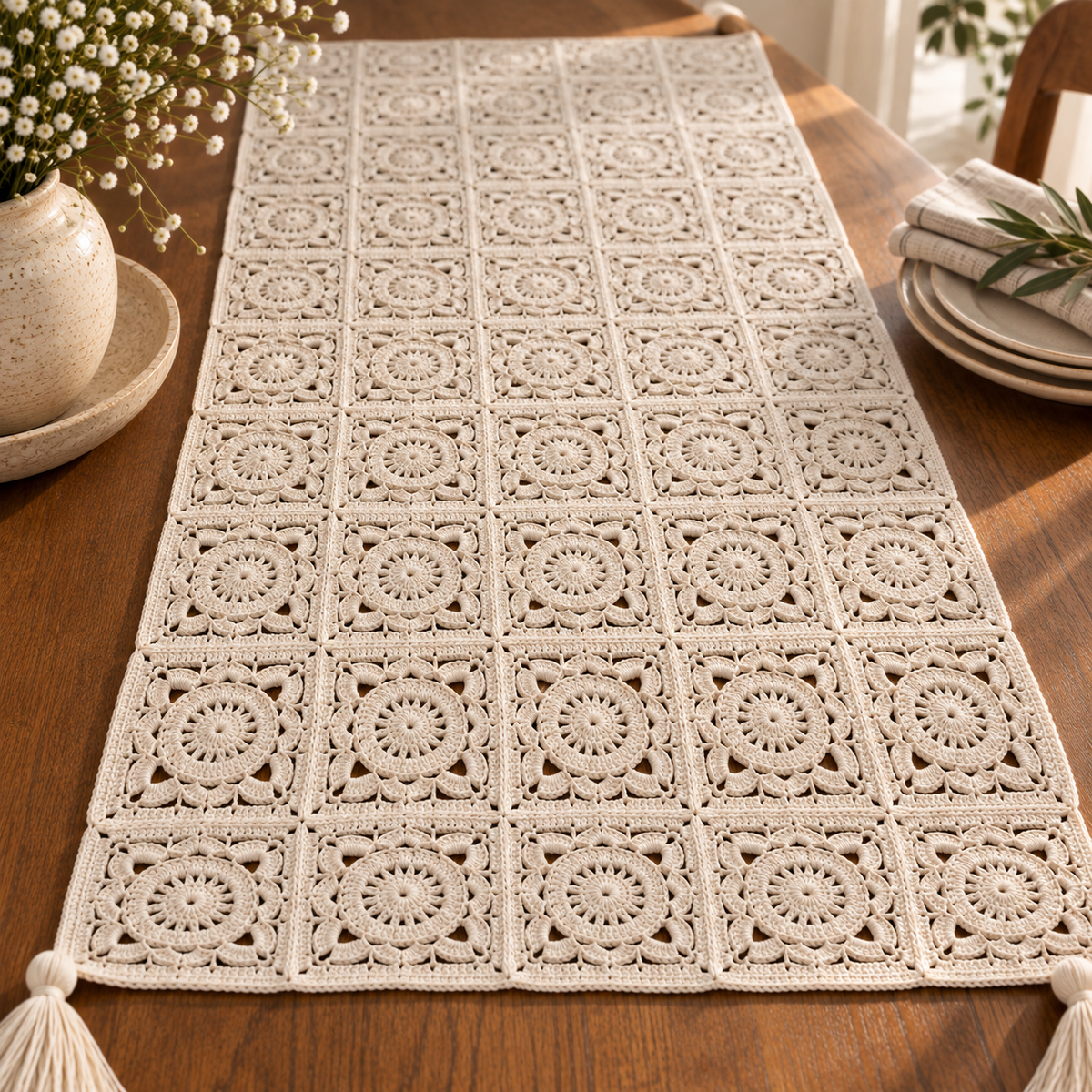 Multipurpose Crochet Throw Cover & Table Runner