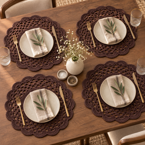 Brown Crochet Placemat Set