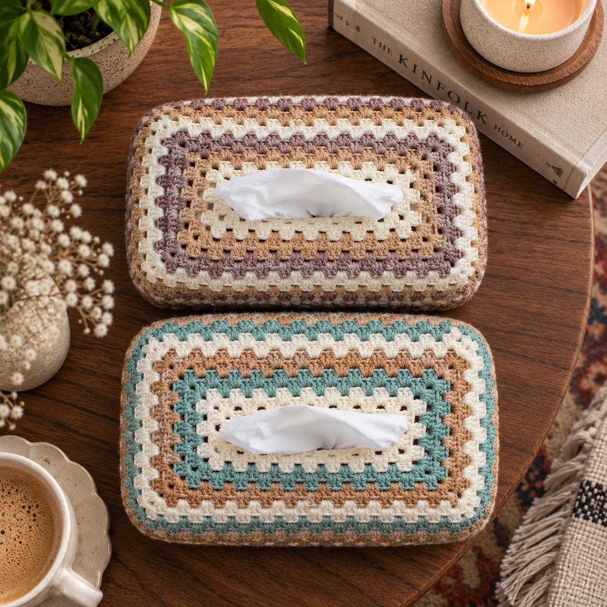 Crochet Tissue Cover MultiColour