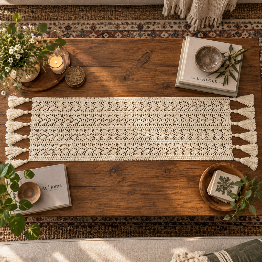 Crochet Leaf Table Runner