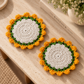 Crochet Coasters Set of 2 Flower Edge
